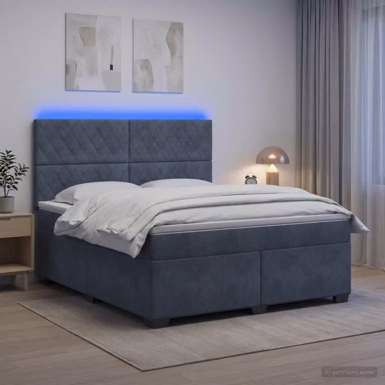Maison Exclusive - Letto boxspring con materasso grigio scuro 160 x 200 cm velluto