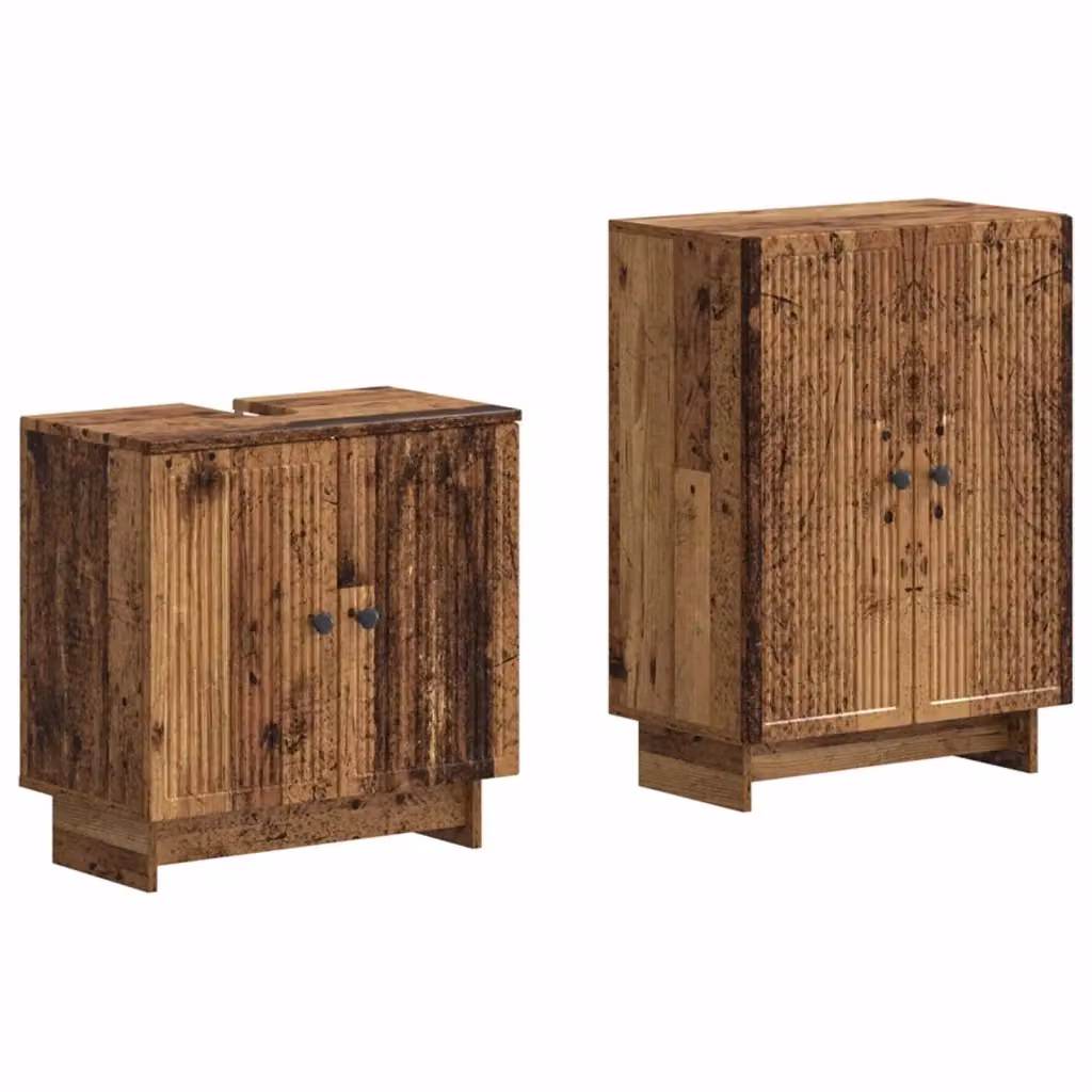Set di mobili da bagno vidaXL composto da mobile lavabo e mobile contenitore in legno marrone con finitura opaca, stile moderno, L/P/H: 80,0 x 30,8 x 59,5 cm – 2
