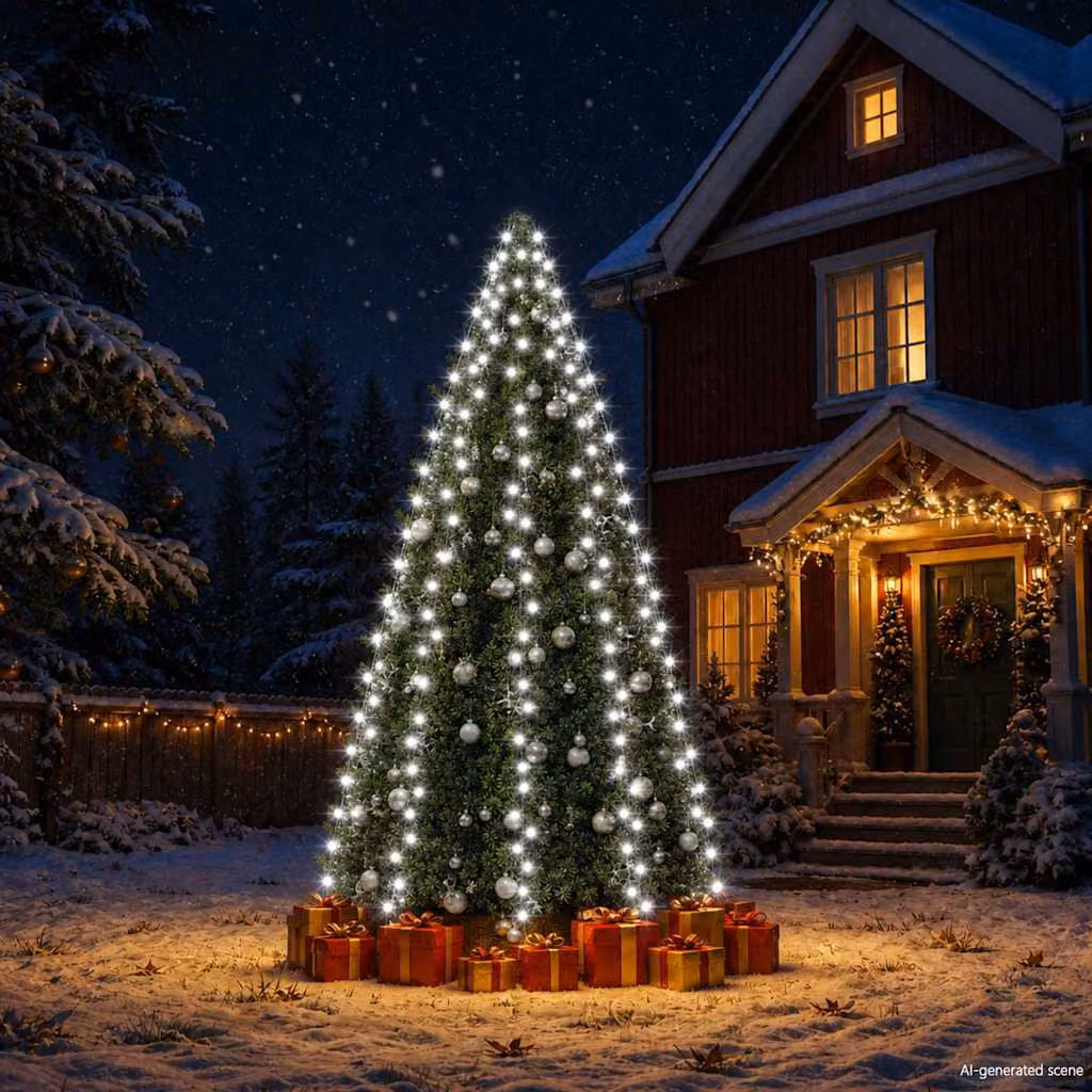 vidaXL Rete di Luci per Albero di Natale con 300 LED Bianco Freddo, 300 cm