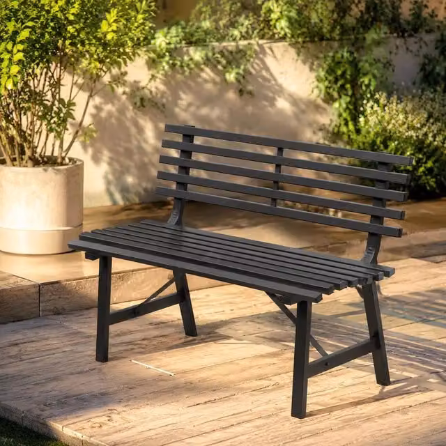 Garden Bench 110 Cm Steel Black