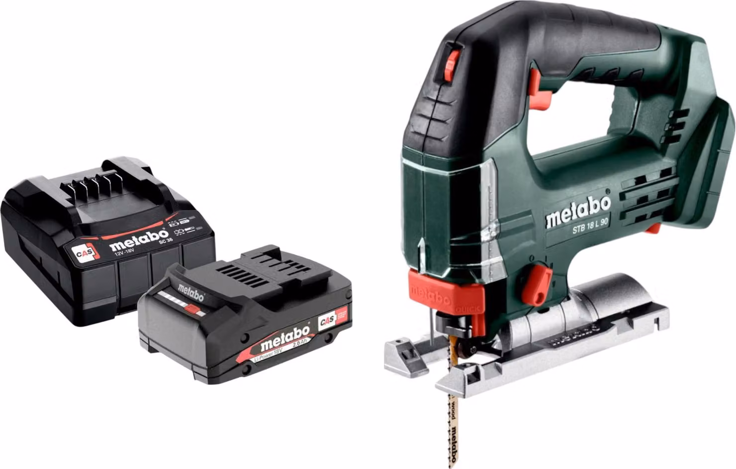 Sega alternativa a batteria Metabo STB 18 L 90 18 V 90 mm + 1x batteria 2,0 Ah + caricabatteria