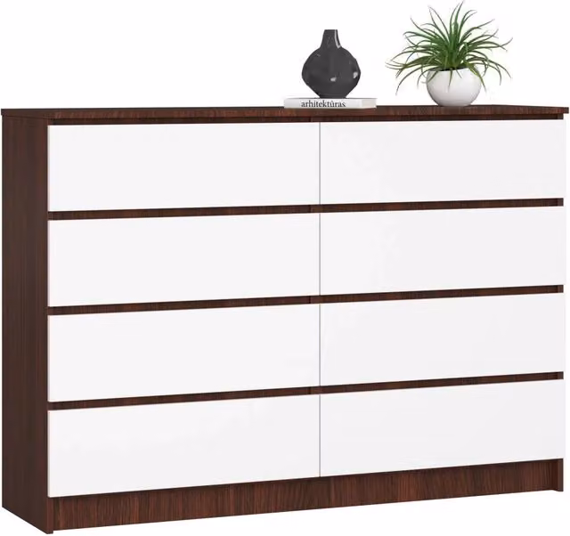 Cassettiera AKORD K140 Wengé 138 cm 8 cassetti inserto frontale Bianco 138x40x99 cm
