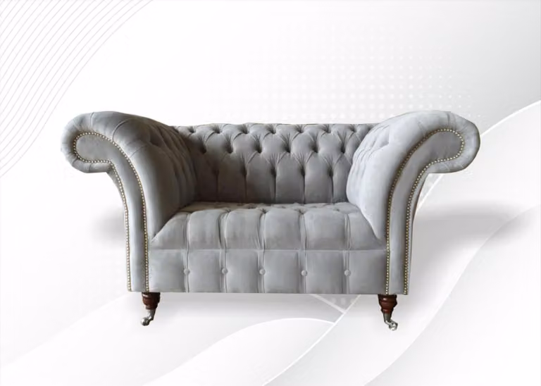 Sessel Couch Polster Sofa Textil Chesterfield Couchen 1,5 Sitzer Einsitzer Grau