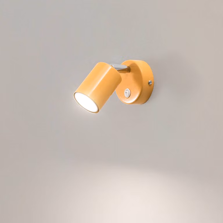 Faretto da parete Fun, giallo, altezza 14 cm, regolabile, GU10 Fun Luminex, Giallo / Arancione, Soggiorno / Sala da pranzo, Metallo, Moderno, Faretto alogeno