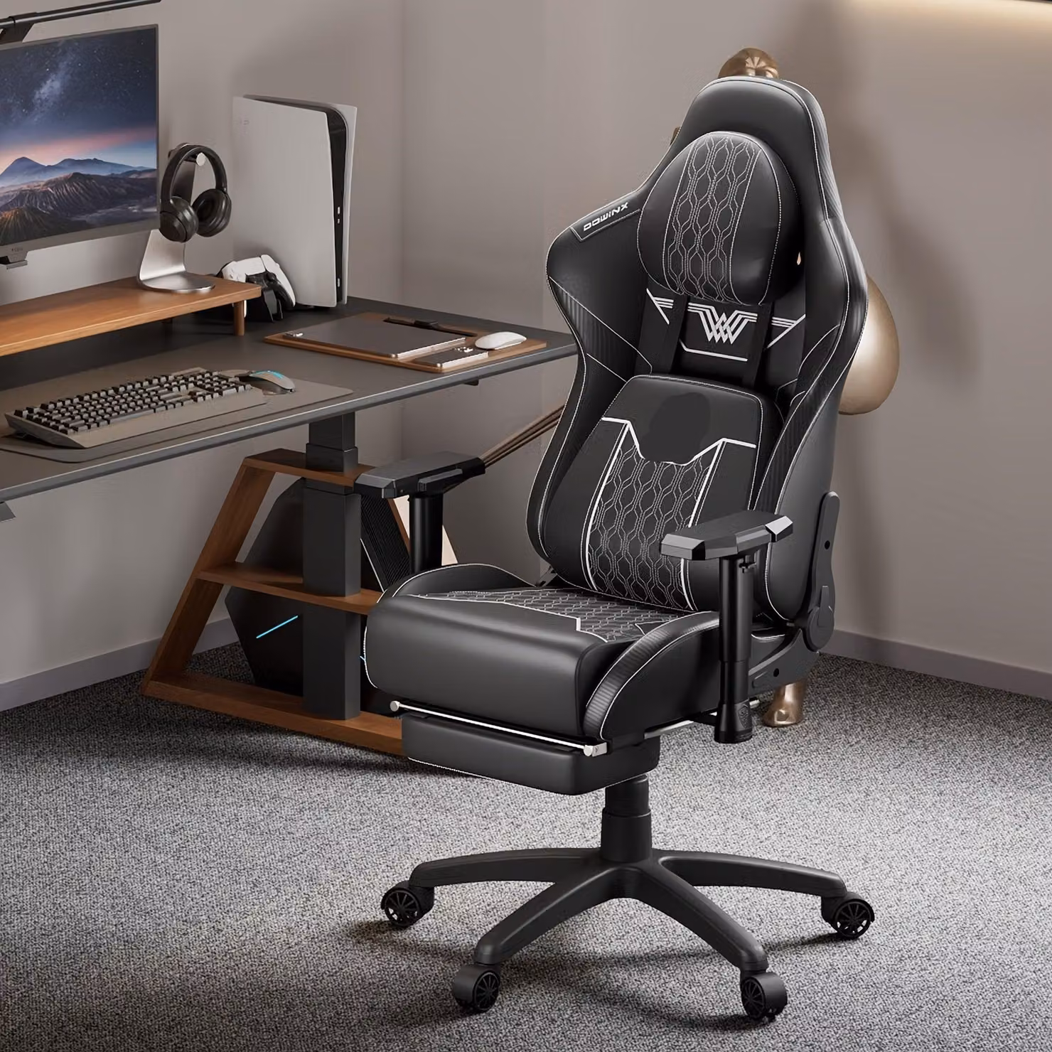 Sedia da gaming - Sedia da ufficio - Sedia per videogiochi - Sedia da lavoro - Ergonomica - Braccioli regolabili in 4 direzioni