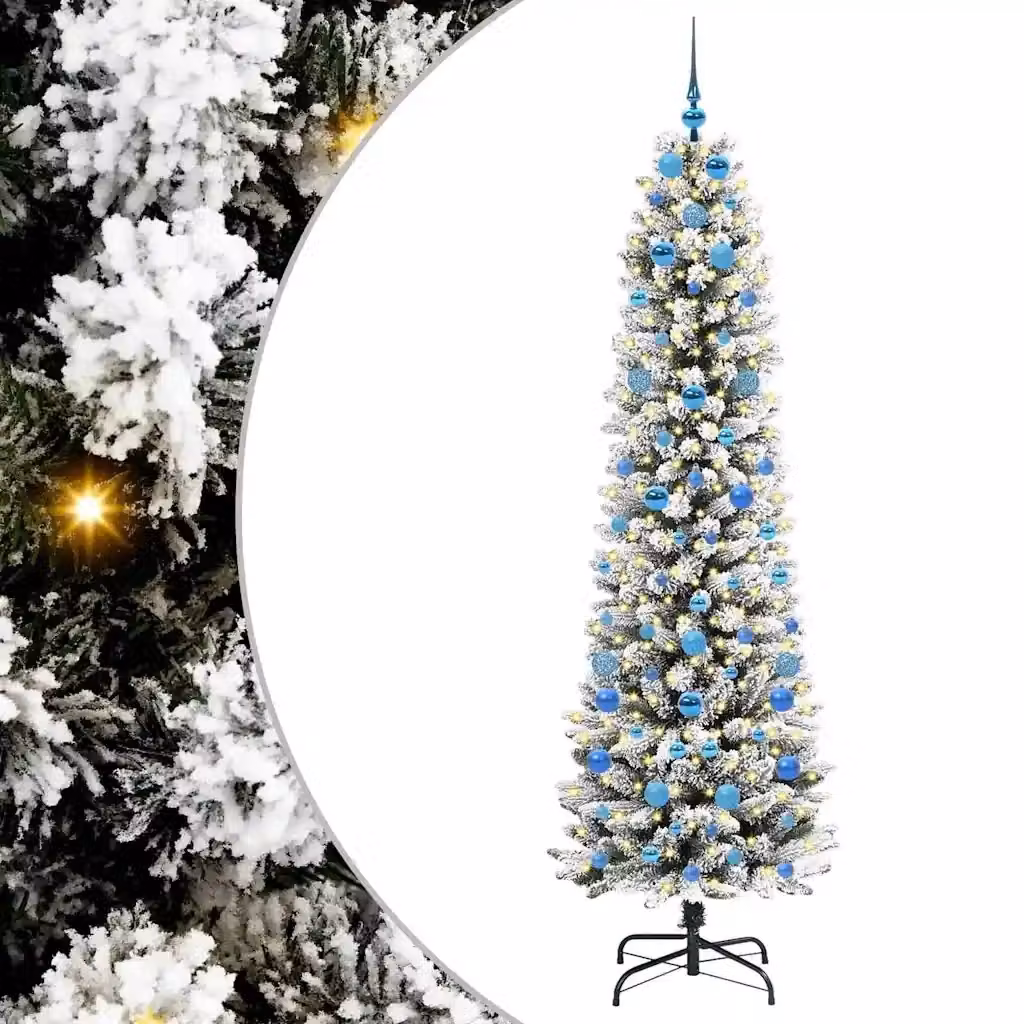 Albero di Natale artificiale moderno vidaXL bianco con luci LED bianco caldo, Altezza: 210 cm – 2