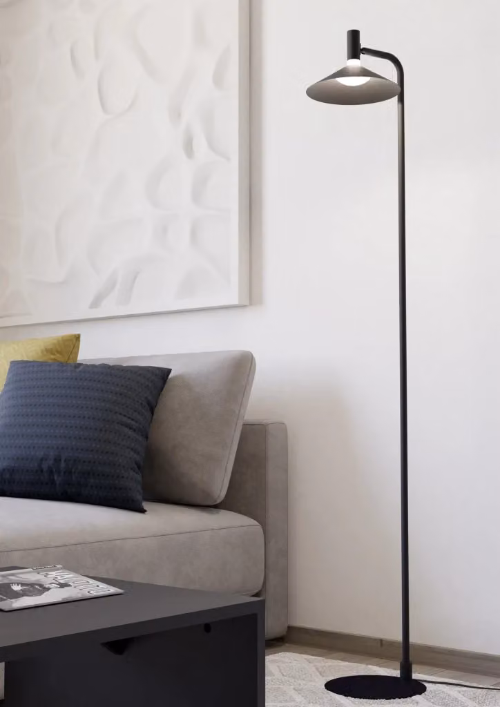 Piantana da terra Eglo Industrial Minimal in acciaio nero con LED RGBW da 7,5W, 1000Lm, dimmabile e con telecomando, protezione IP20 – 2
