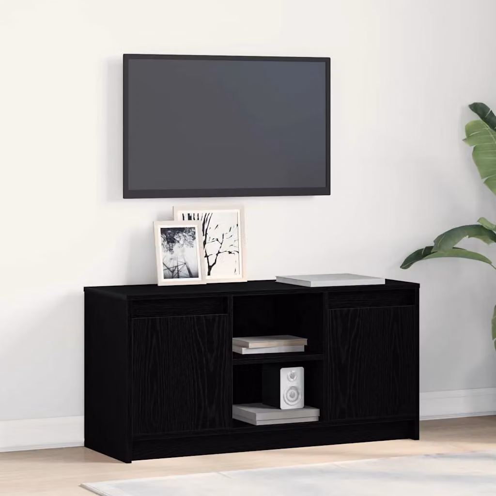 Unità TV vidaXL in legno ingegnerizzato nero opaco, design minimalista da parete, L 100 x P 34 x H 50 cm