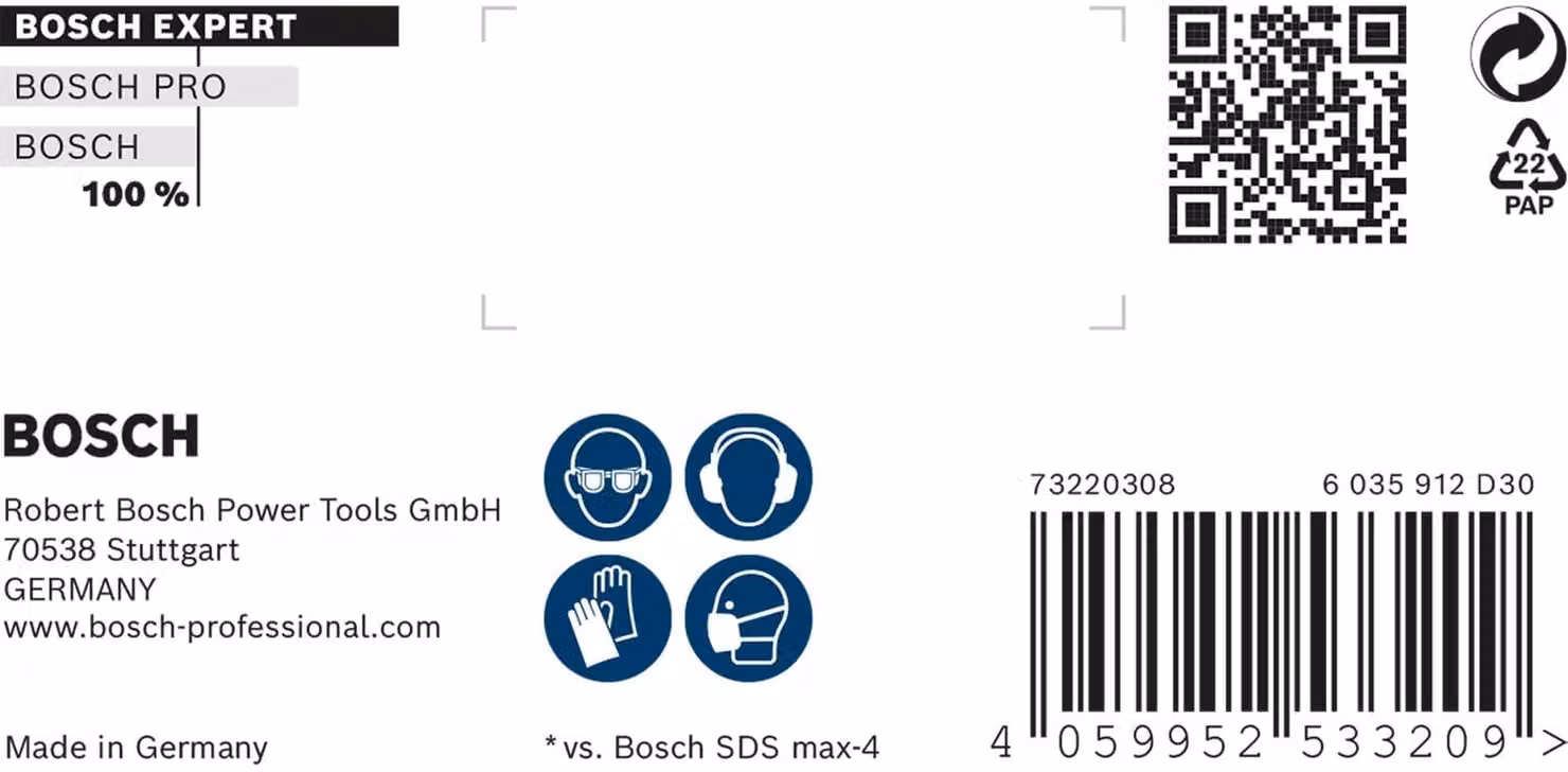 Punta EXP SDS max-8X Bosch, 26x400x520 mm