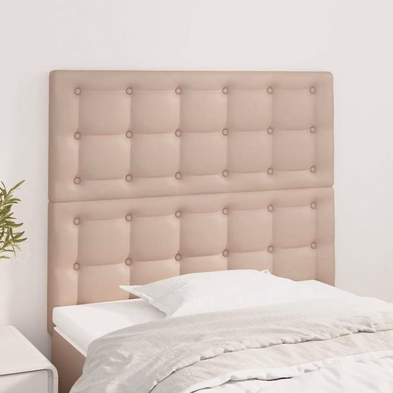 Testiera per letto vidaXL in similpelle color cappuccino, L: 100 cm, P: 5 cm, H: 118-128 cm