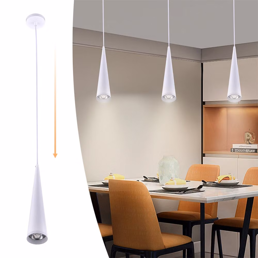 Mini luce a sospensione bianca Luce a sospensione a led moderna e regolabile per l'isola della cucina Sala da pranzo Camera da letto Bar Cucina Tavolo da pranzo Lampade a sospensione 7W, bianco caldo