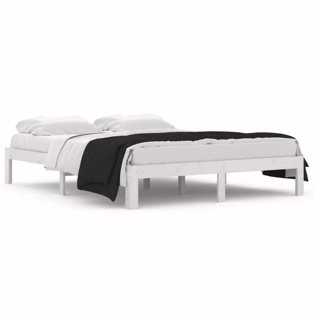 Letto King Size vidaXL in Legno di Pino Bianco Lacquered L/P/H: 150 x 200 x 30 cm – 2