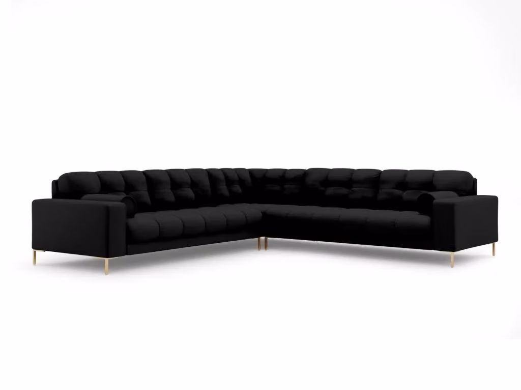 Divano angolare reversibile Bali Cosmopolitan Design da 6 posti in tessuto nero con dettagli oro L/P/H: 256 x 174,8 x 93 cm – 2