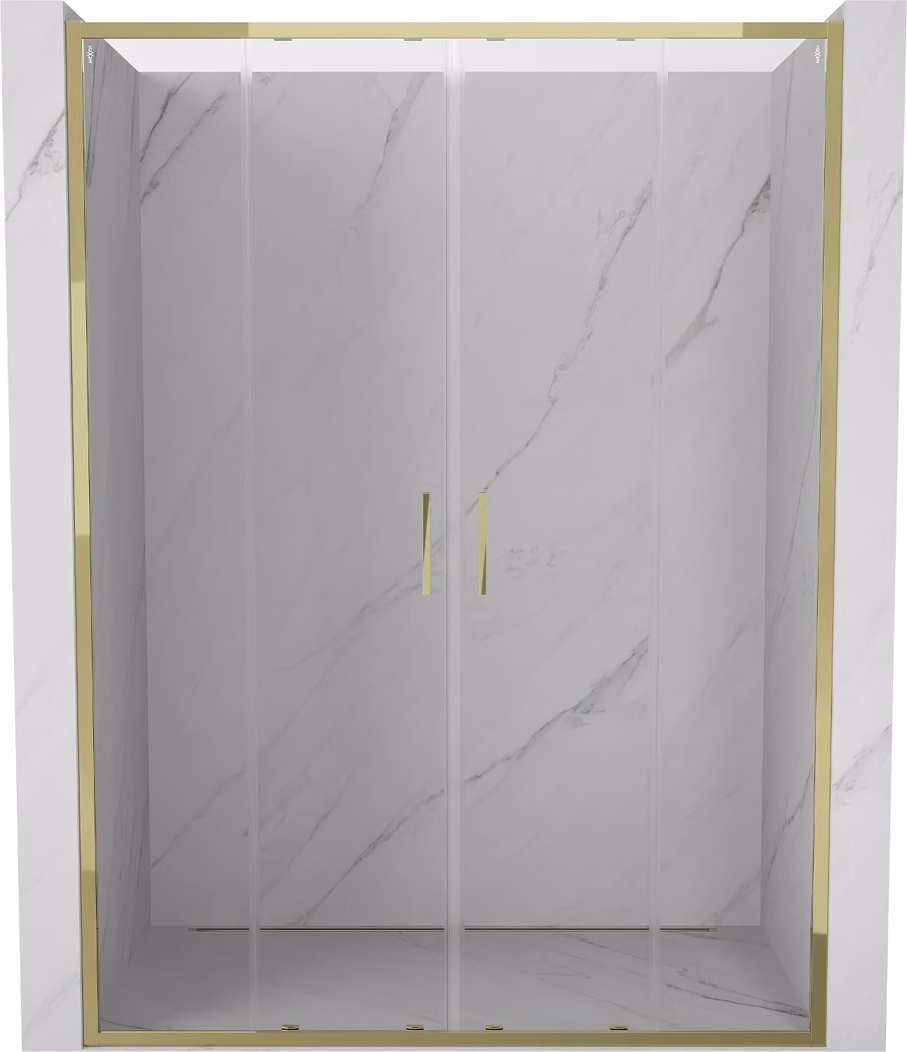 Mexen Exo porte doccia doppie scorrevoli 130 cm, trasparenti, oro - 8152-130-000-50-00
