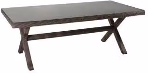 Tavolo da giardino rettangolare Baltimora GIORDANOSHOP in polyrattan e vetro grigio L: 200 cm, P: 100 cm, H: 72 cm