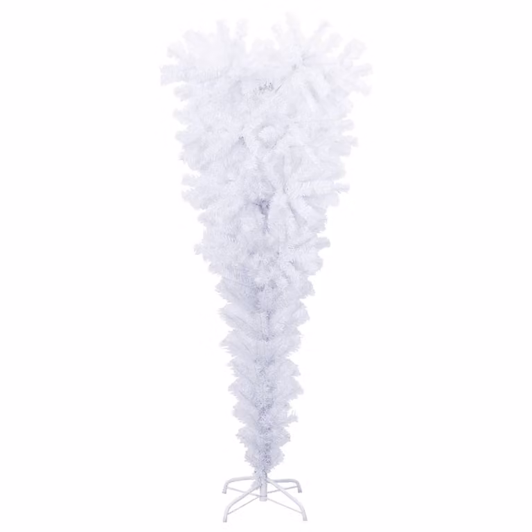 Albero di Natale Artificiale Capovolto con Base Bianco 120 cm