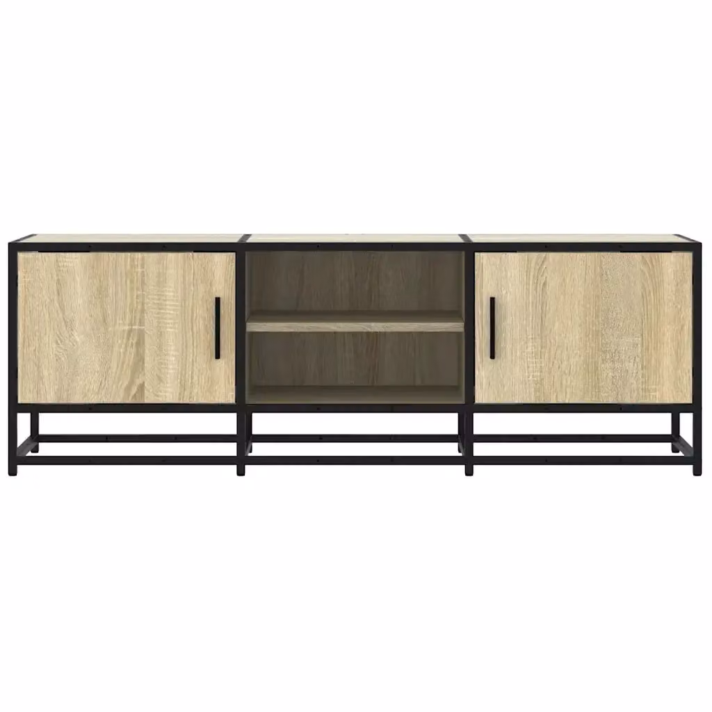 Mobile porta TV design industriale HELLOSHOP26 in legno composito e metallo, colore marrone, L 120 x P 35 x H 41 cm – 2