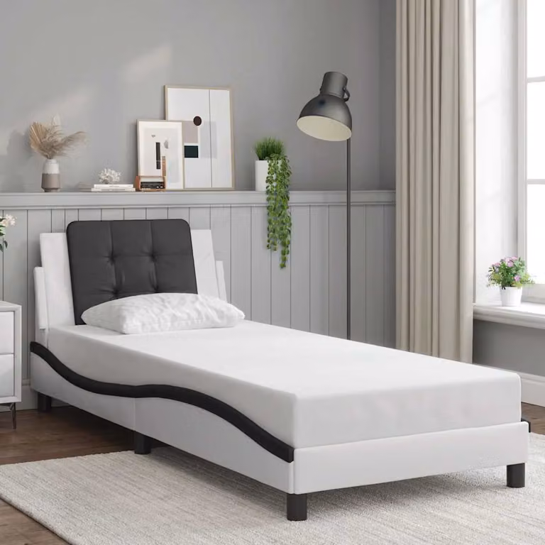 vidaXL Giroletto Zadar senza materasso in similpelle nero e bianco L/P/H: 200 x 100 x 74,5 cm