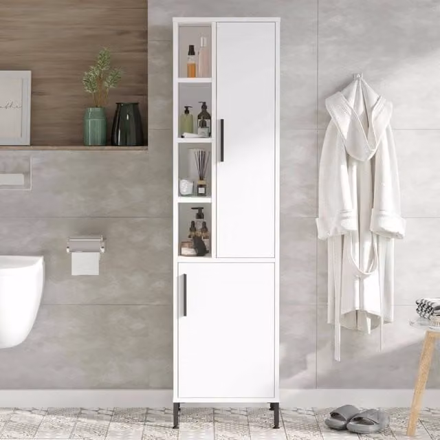 Jongdari, Armadio Multiuso 2 Ante Appendiabiti, 45x174h cm Bianco