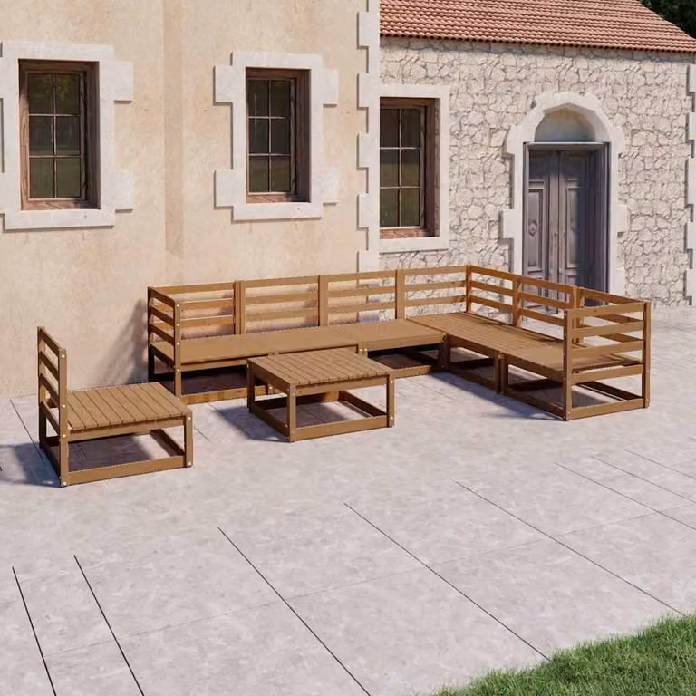 vidaXL Set Salotto da Giardino 8pz Marrone Ambra Legno Massello Pino