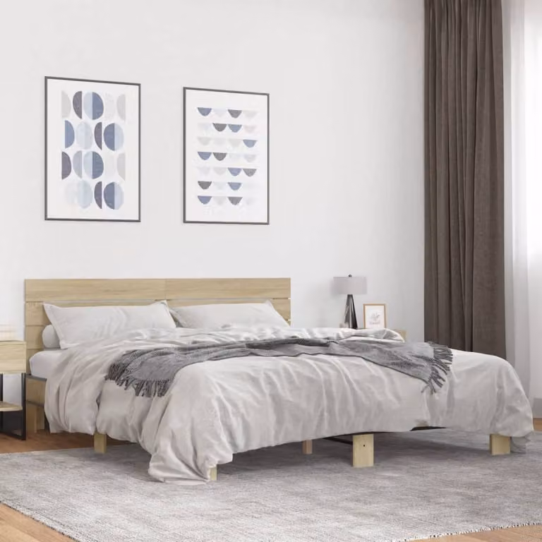 Giroletto vidaXL in Rovere Sonoma, Legno Multistrato e Metallo, 200x200 cm