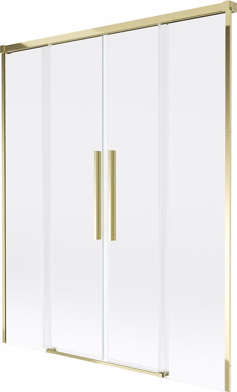 Mexen Rox paravento per vasca da bagno a 2 ante scorrevoli 160 x 150 cm, trasparente, dorato - 8C9-160-002-50-00