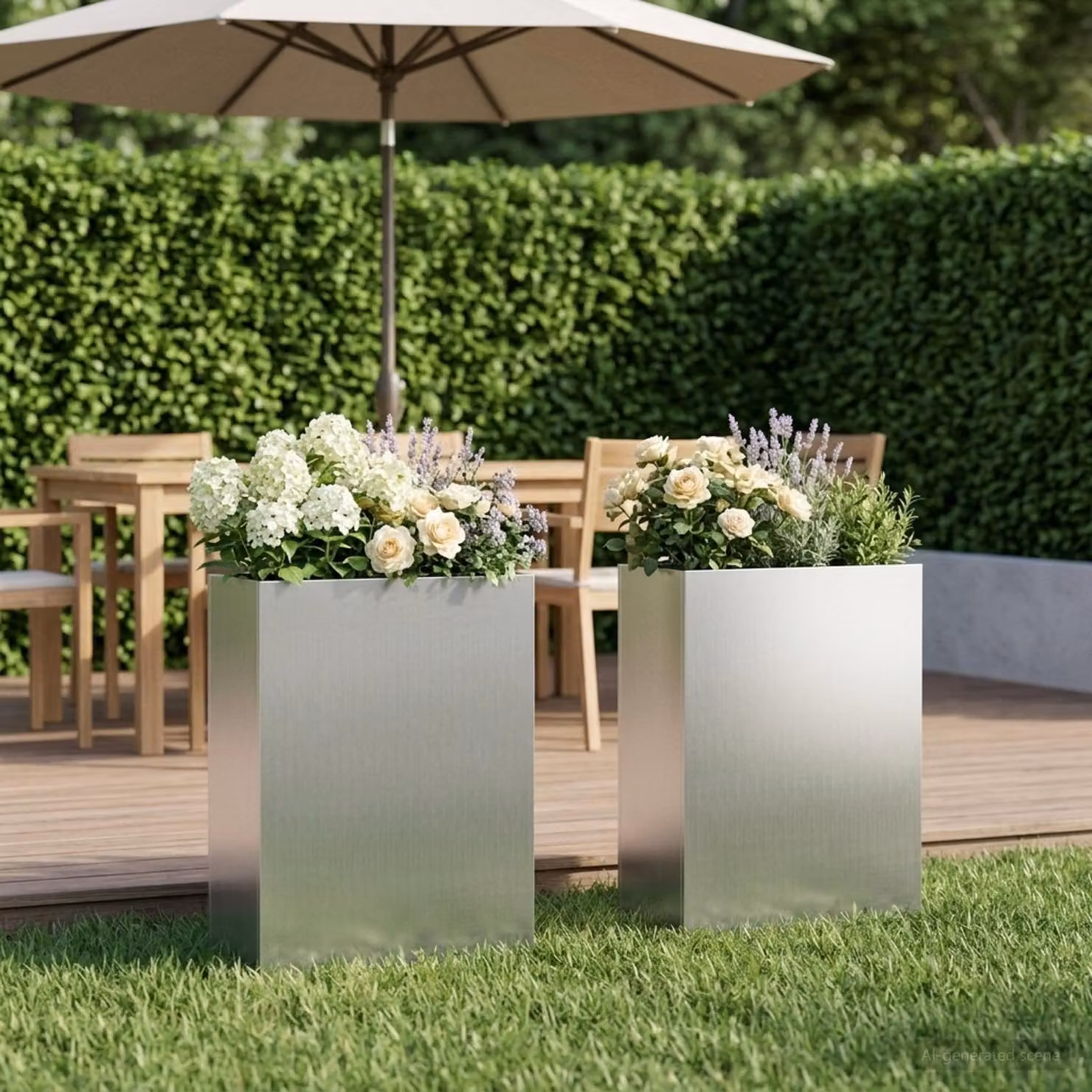 Set di 2 vasi da giardino vidaXL in acciaio zincato argento L: 50 cm, P: 20 cm, H: 75 cm