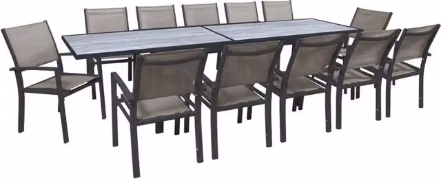 Set da pranzo da giardino estensibile Habitat in alluminio verniciato a polvere, colore grigio e nero, design moderno rettangolare