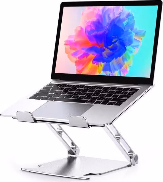 Sostegno laptop ergonomico in alluminio argento per adulti