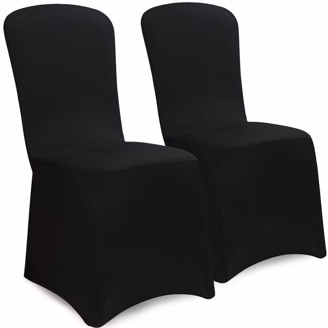 Set di 2 coprisedia neri in tessuto elasticizzato lavabile per sedie da pranzo moderne – 1