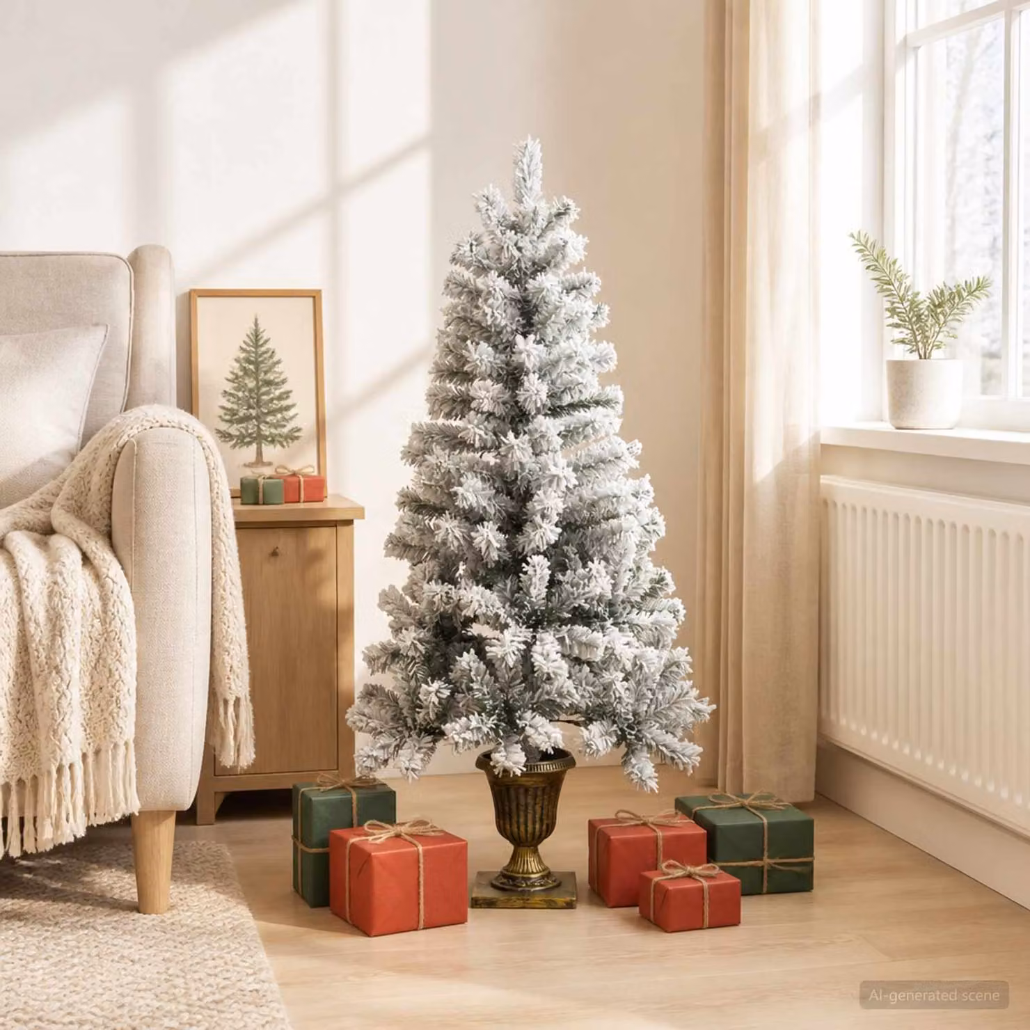 vidaXL Mini albero di Natale innevato 120 cm PVC Verde e Bianco