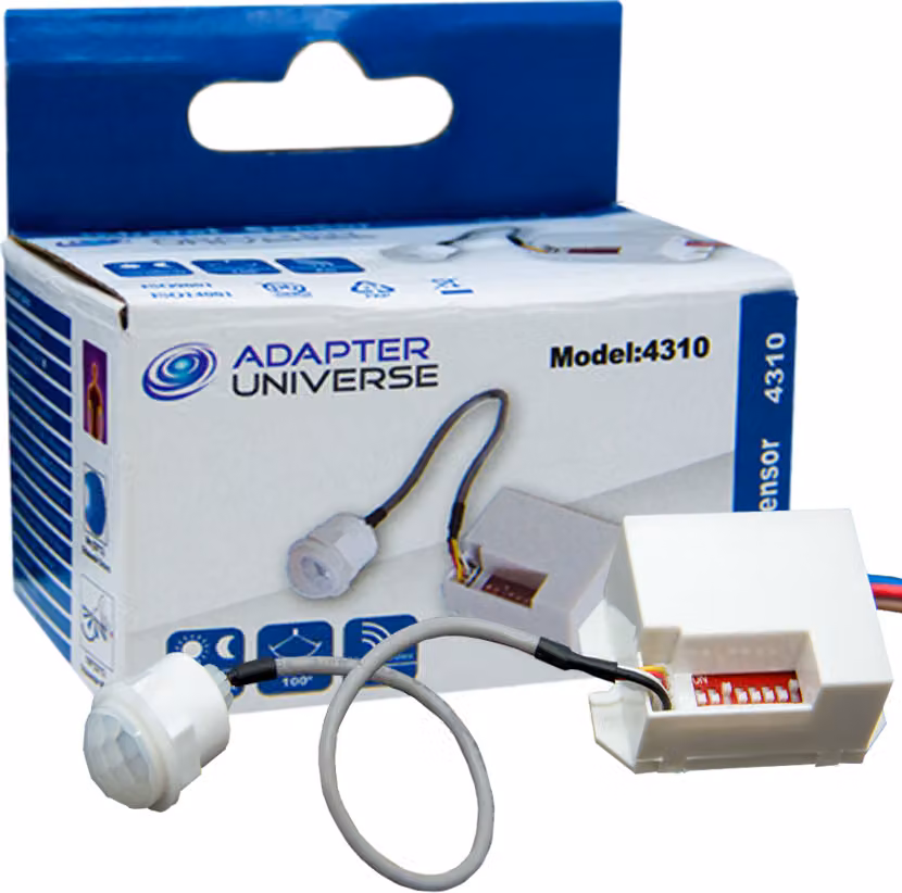 Mini rivelatore di movimento PIR da incasso 230V infrarossi 800W LED 360° rivelatore sensore
