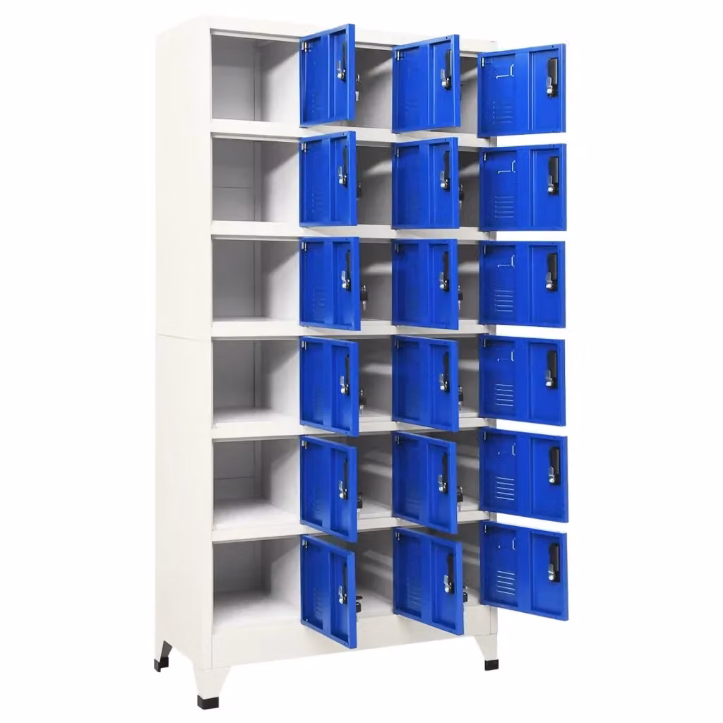 Armadietto in metallo con serratura vidaXL Grigio e Blu L: 90 cm, P: 40 cm, H: 180 cm – 2