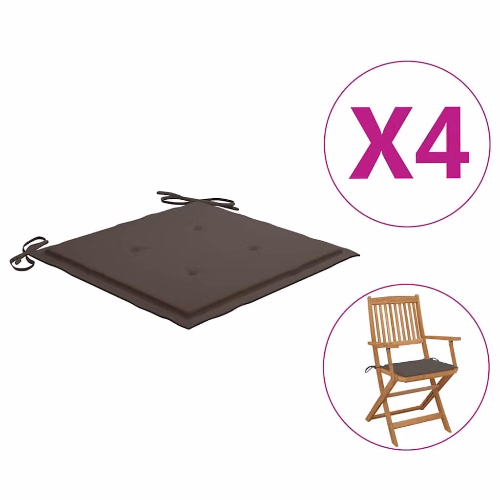 Set di 4 cuscini quadrati per sedie da giardino vidaXL in tessuto Oxford impermeabile e traspirante, colore grigio, L 40 x P 40 x H 3 cm