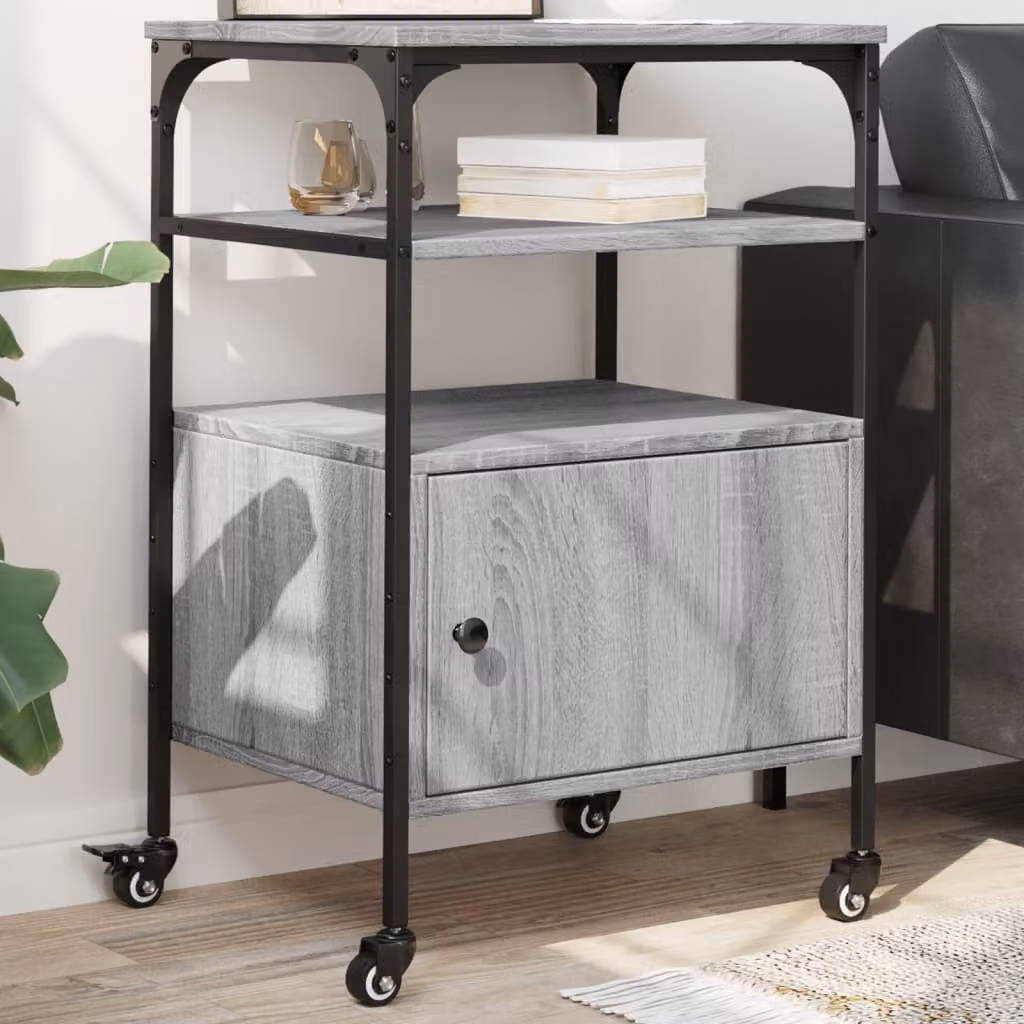 vidaXL Supporto Stampante a 3 Piani in Grigio, L 50 cm x P 40 cm x H 76 cm