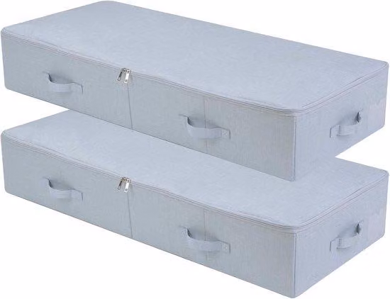 Contenitori da ripostiglio grigio chiaro, 100x43x18 cm, traspiranti, da riporre sotto il letto, per vestiti e scarpe