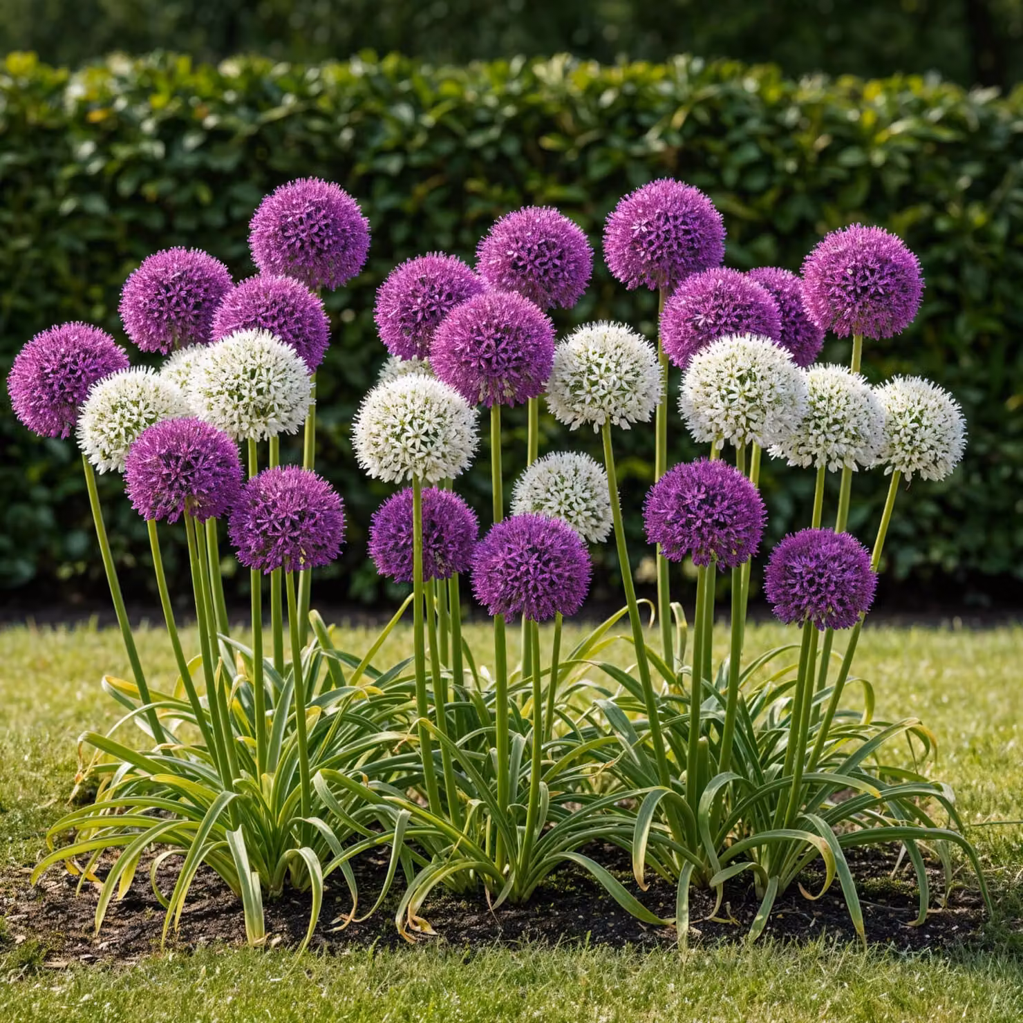 Bulbi da fiore Exotenherz - Porro ornamentale Allium viola-bianco mix (15 pezzi) Diametro 10-12cm
