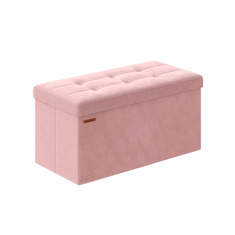 Cassapanca Pieghevole in Velluto con Scatole, Rosa Gelatina / 38 x 76 x 38 cm
