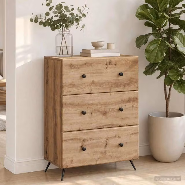 Mobile con Cassetti vidaXL in Legno e MDF Marrone L: 66 cm, P: 34,5 cm, H: 90 cm