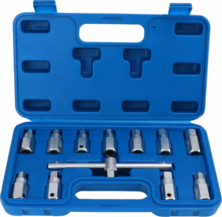 set di 12 pezzi di prese per tappi di scarico, asse, coppa dell'olio, chiave, acciaio, strumenti di riparazione auto per motore, trasmissione