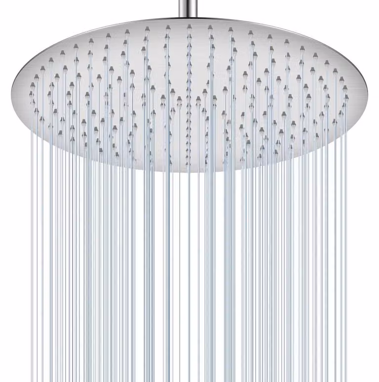 Doccia a soffitto, diametro 40 cm, finitura in nichel spazzolato, acciaio inossidabile 304, montaggio a soffitto, 230 ugelli, a basso consumo di acqua