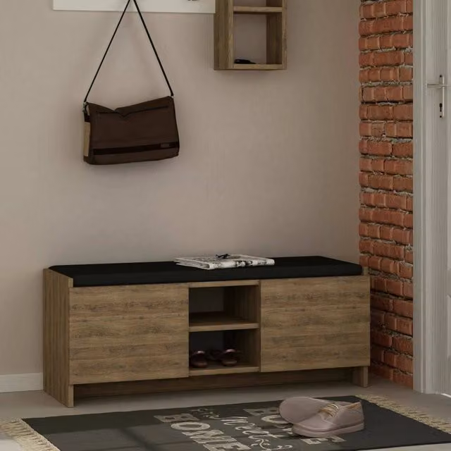 Scarpiera Axar, Mobile portascarpe, Armadio da ingresso multiuso, Mobiletto per calzature, 110x37h43 cm, Rovere