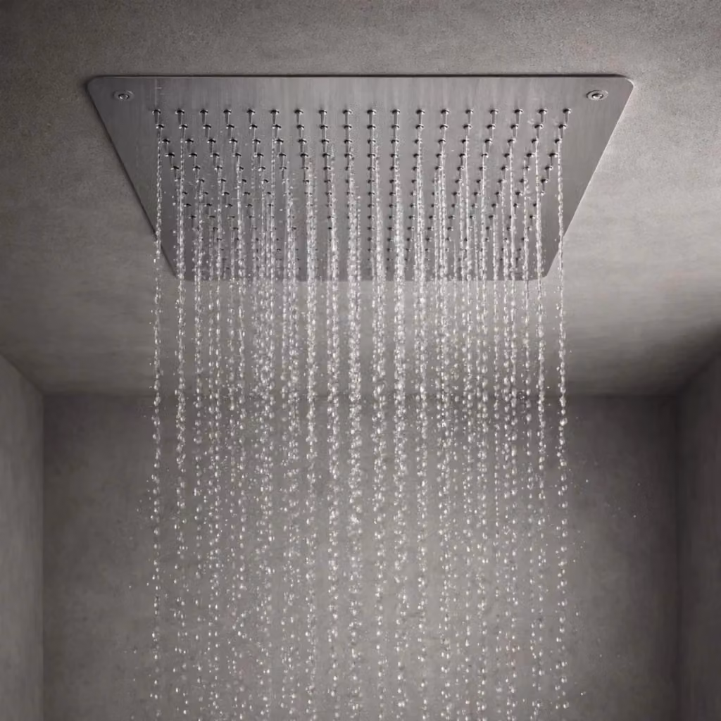 Soffione doccia a pioggia ad incasso OGOMONDO in acciaio inox cromo lucido, L 40 cm x P 40 cm – 2