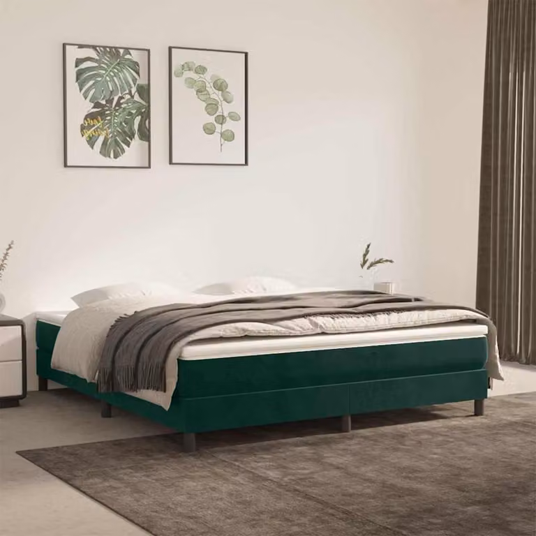 Struttura Letto a Rete con Molle vidaXL in Velluto Verde, L 160 cm x P 200 cm