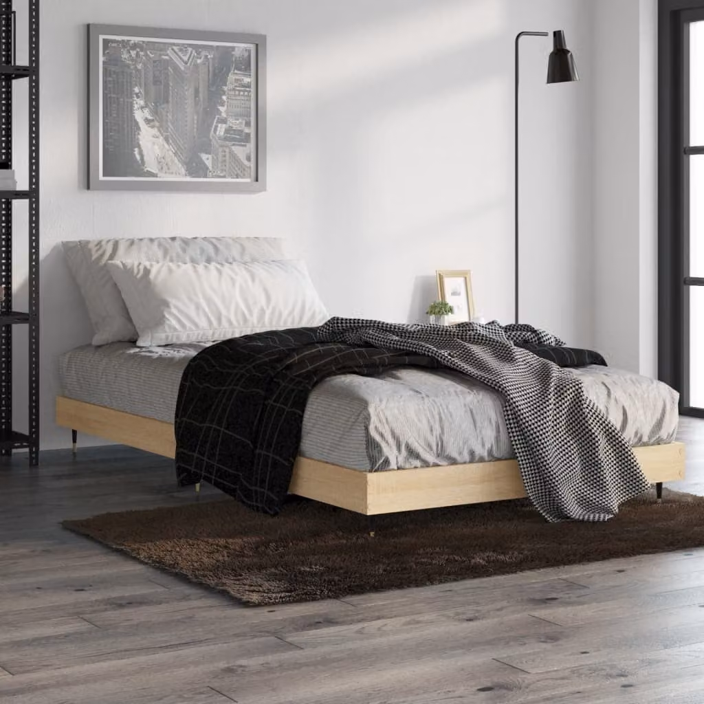 vidaXL Giroletto senza Materasso in Rovere Sonoma e Truciolato, L/P/H: 100 x 200 x 20 cm