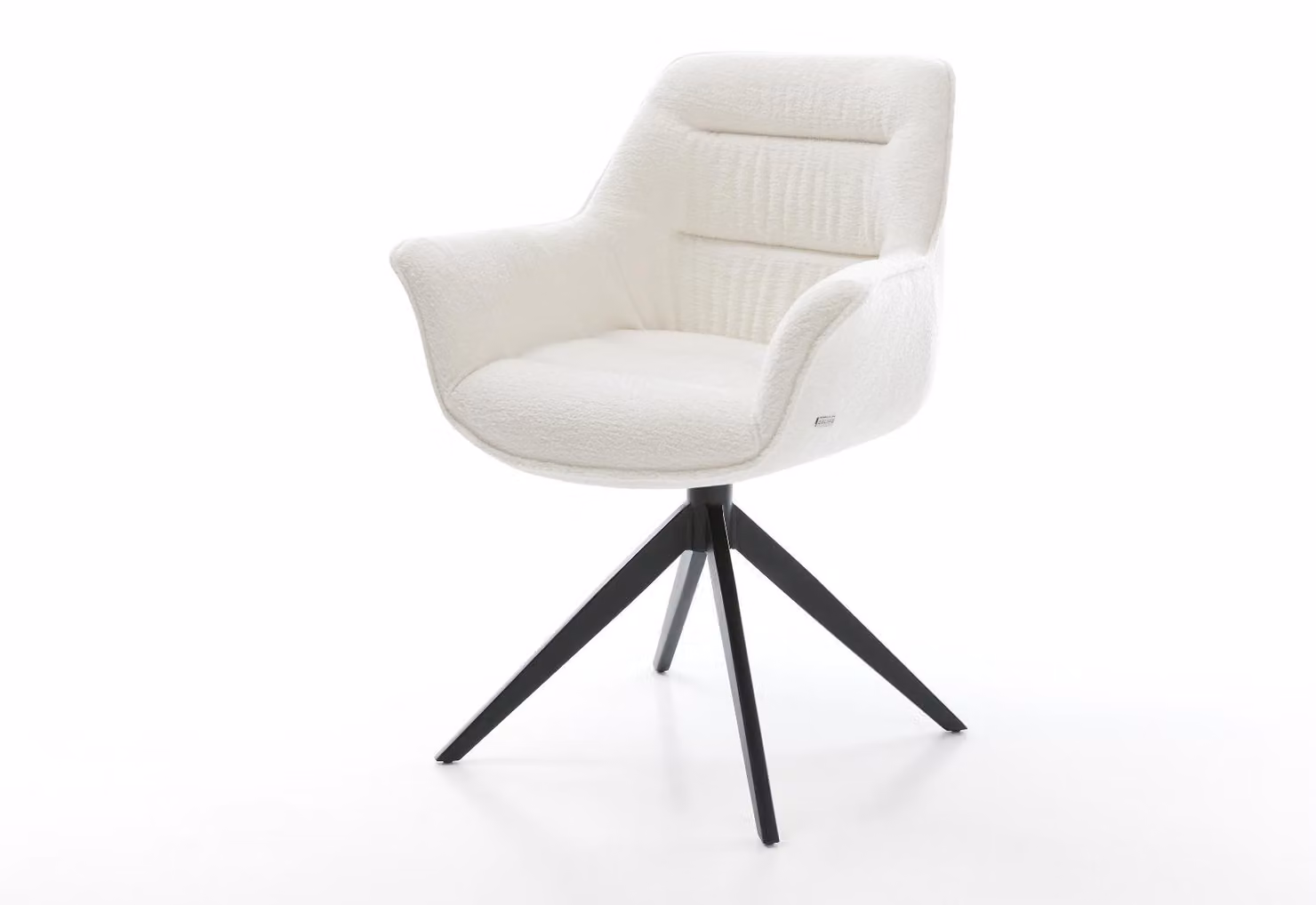 DELIFE Sedia girevole Kaira-Flex Bouclé Soft Beige, base a croce larga, nero, rotazione a 360°, funzione oscillante