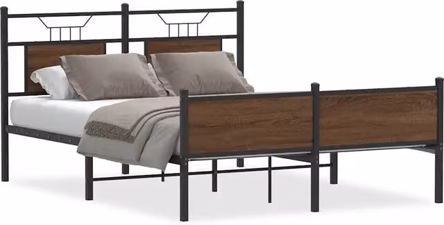 Letto matrimoniale | Letto per adulti | Giroletto senza Materasso Rovere Marrone 150x200 cm Truciolato