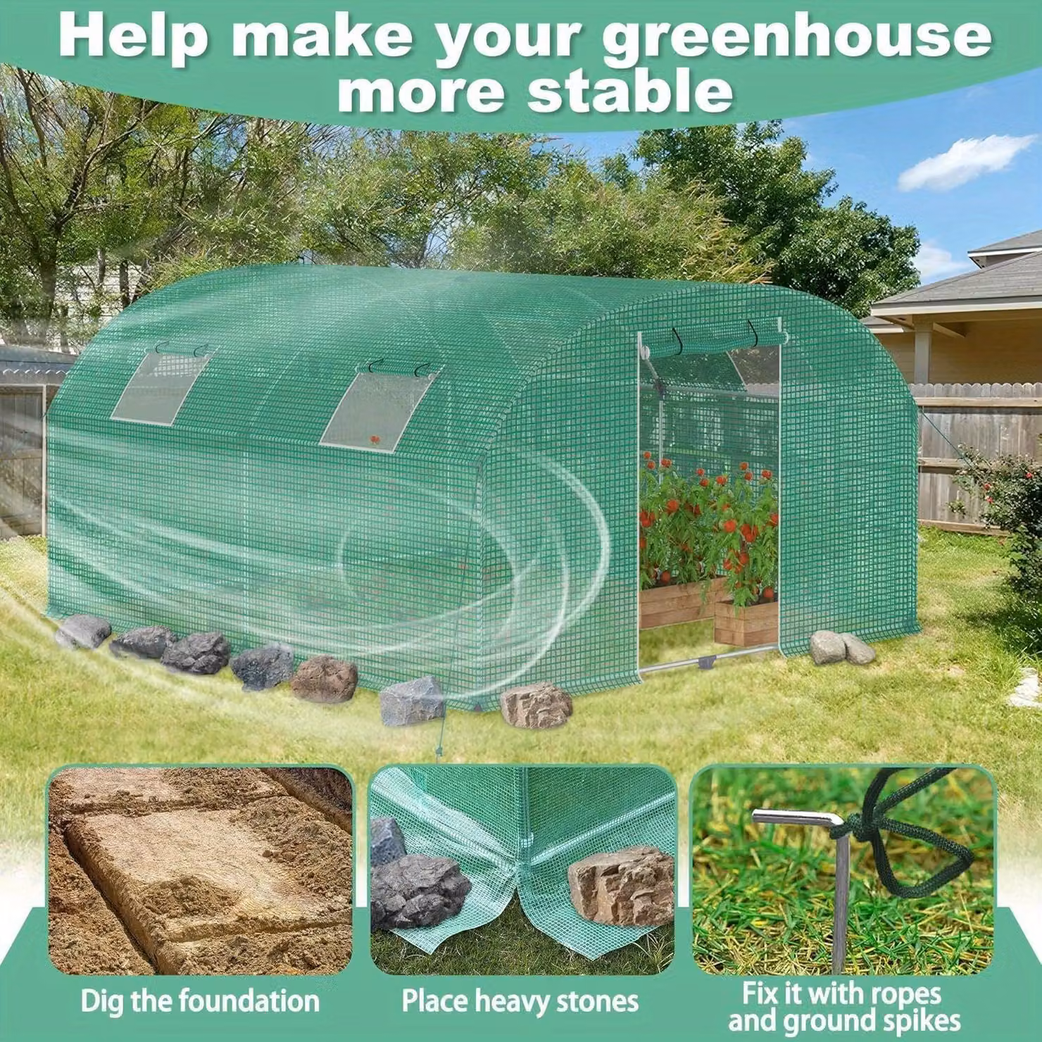 Serra - Serra da giardino - Serra per coltivazione - Serra per la crescita - Serra per pomodori - 3x4m 12㎡ - Struttura in acciaio zincato