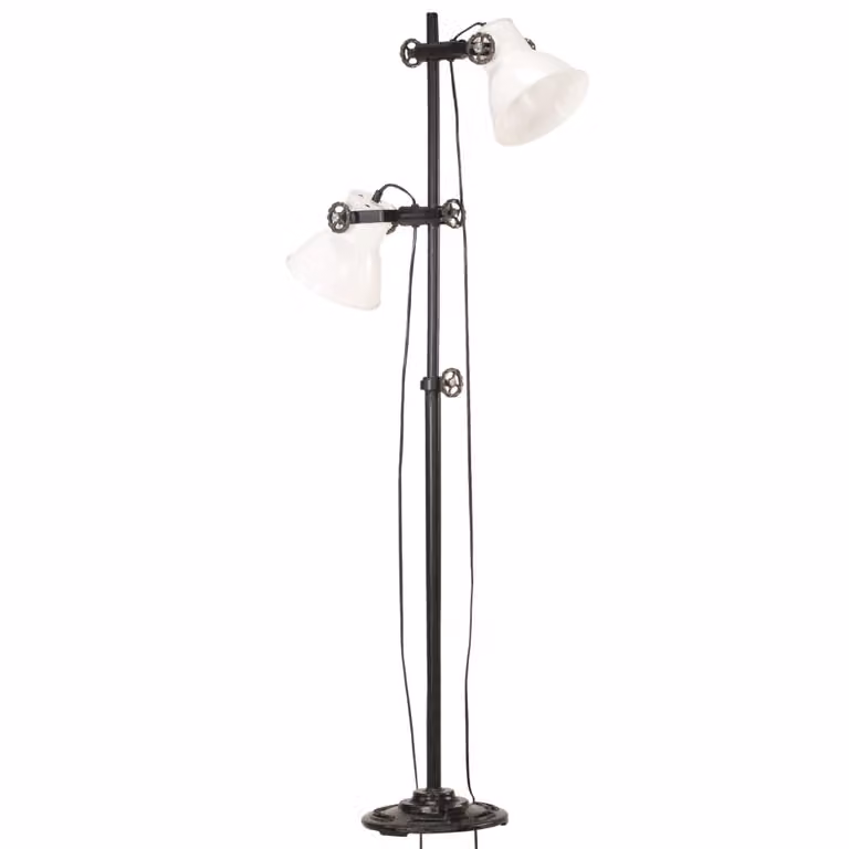 vidaXL Lampada da terra a 2 luci in ghisa bianca E27