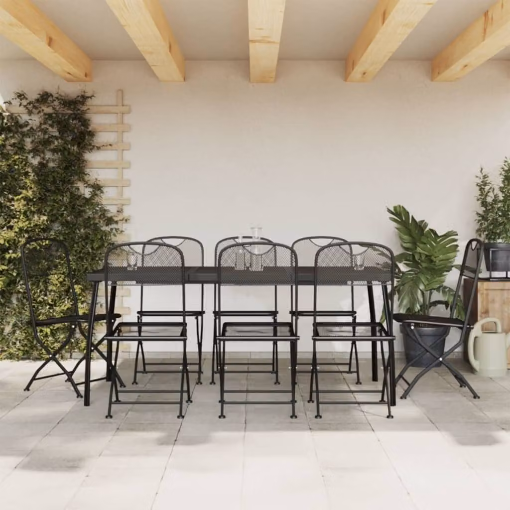 Maison Exclusive - Set da pranzo da giardino a 9 pezzi, antracite, rete metallica